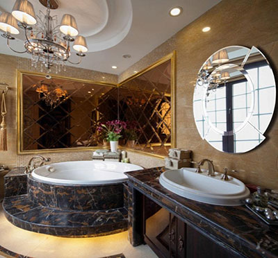 Espejo de pared redondo con marco para baño