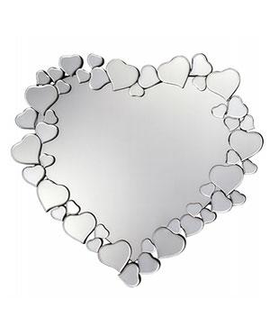 Espejo con forma de corazón con marco de aglomerado