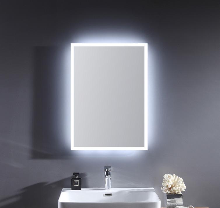 Espejo de pared sin marco con retroalimentación LED